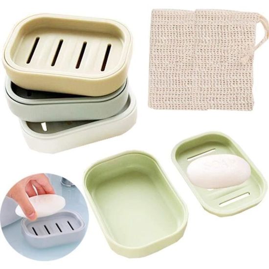Porte-savon Silicone ZEPIQOR - Lot De 3, Antidérapant, Avec Drainage - Pour Salle De Bain, Douche, Cuisine