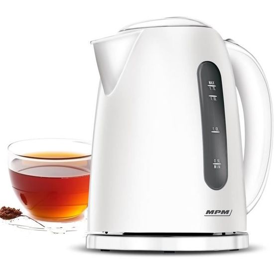 MPM MCZ-85/B2 Draadloze elektrische waterkoker, 1,7 l, 360 graden basis, afneembaar kalkfilter, 2200 W, rood, 1,7 l, 0 decibel, granaat