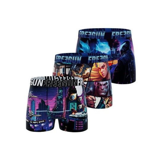 Boxer Homme FREEGUN Lot De 3 - Imprimé Fleurs, 92% Polyester 8% élasthanne, Doublure Coton, élastique Large