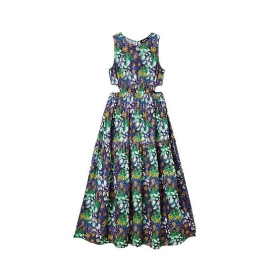 Robe Adorable DESIGUAL En Viscose Bleue - Taille S, Col Rond, Style évasé, Occasion Excellent état
