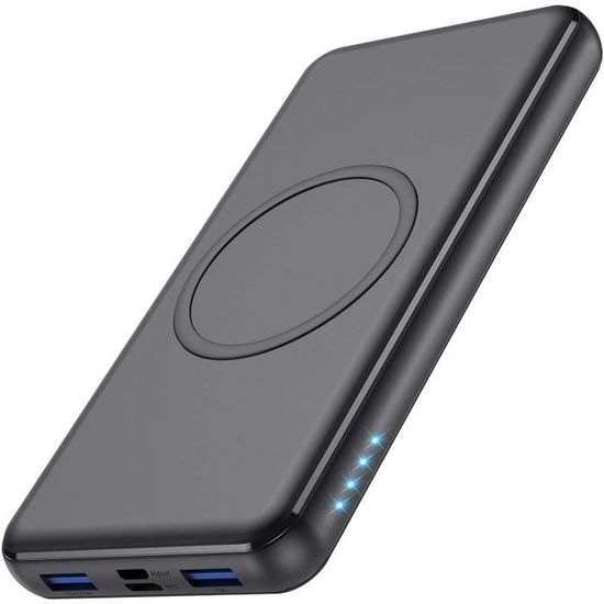 iPosible Batterie Externe à Induction Qi 26800mAh 18W PD avec USB Charge Power Bank Wireless 2 Input 4 Output QC3.0 Charge Rapide
