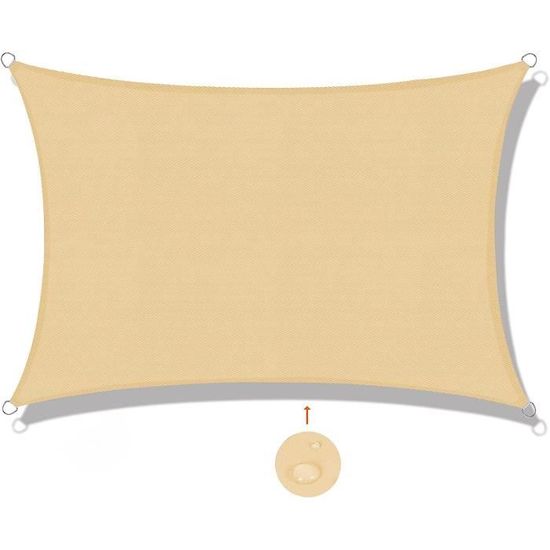 Voile D'ombrage Rectangulaire Imperméable, Protection Solaire Pour Jardin Plage Terrasse 4 X 4 M Jaune 96525329