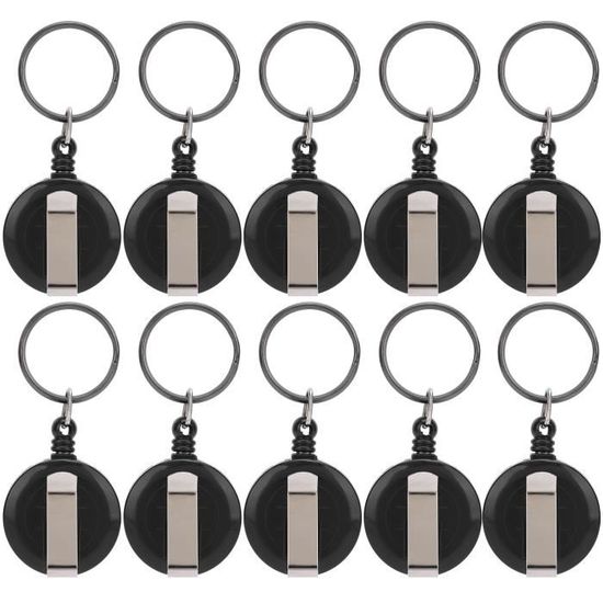 Lot de 50 porte-clés ronds fendus en métal pour la maison, la voiture, le bureau, le bureau (30 mm, noir
