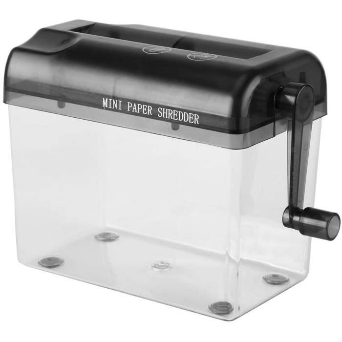 Destructeur De Papier Manuel Mini – Portable, Sans électricité, Coupe 3 Mm, Bac Transparent 1 L - 4
