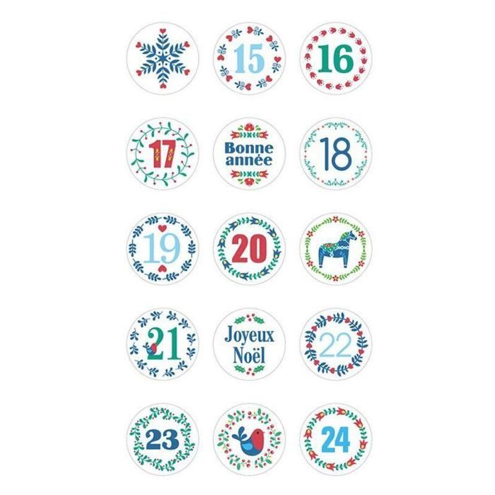 Set d'autocollants 'Folk - Ronds calendrier de l'avant' d'Artemio