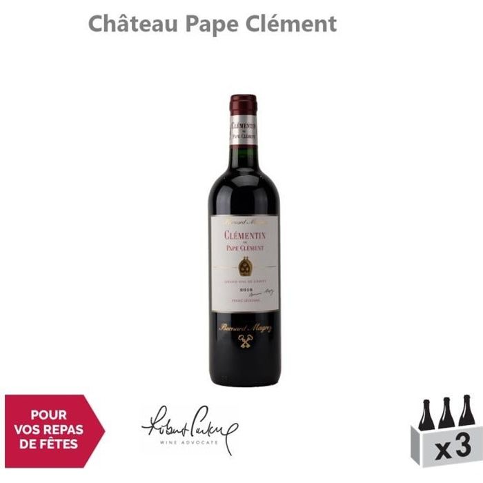 Château Pape Clément Le Clémentin de Pape Clément Rouge 2016 - Lot de 3x75cl - Appellation AOC Pessac-Léognan - Vin Rouge de