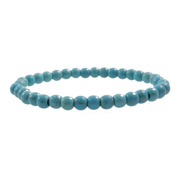 Bracelet Lithothérapie perles 6mm en Turquoise (Howlite) - Protection et purification