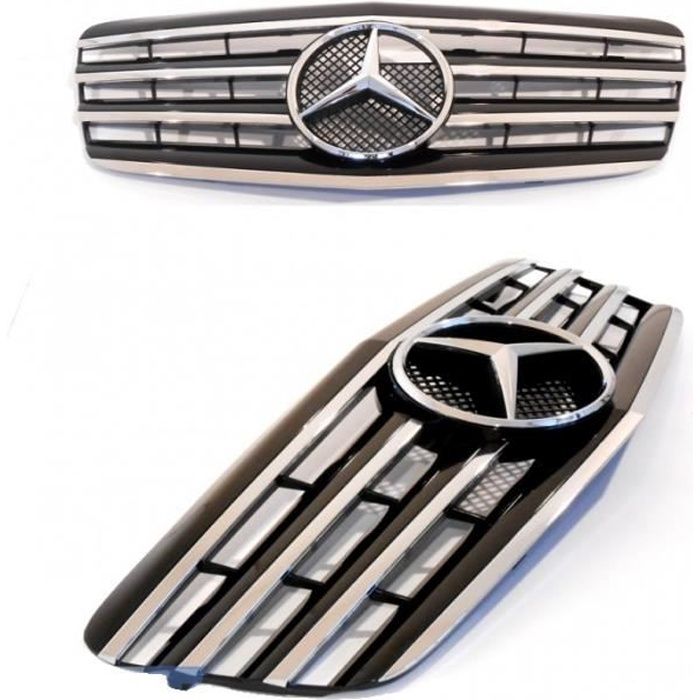 CALANDRE MERCEDES CLASSE E W211 FACELIFT 2006 -2009 NOIR BRILLANT + CHROME LOOK CL