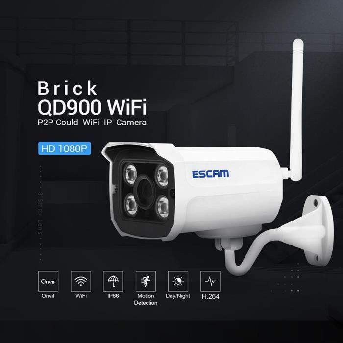 ESCAM Caméra IP Extérieure WiFi étanche caméra de vidéosurveillance de sécurité Vision nocturne IR, détection de mouvement