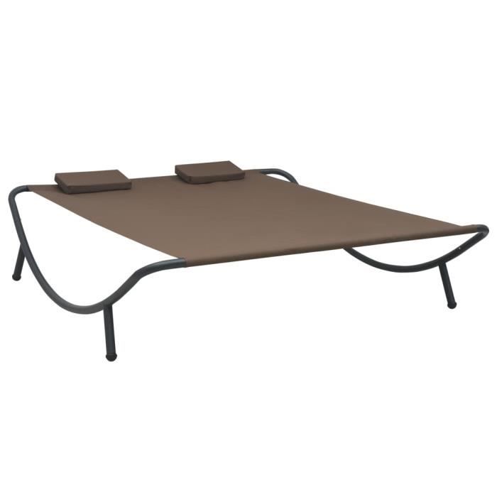 Chaise longue Sièges de jardin Bain de soleil Transat confort d'extérieur Tissu Marron