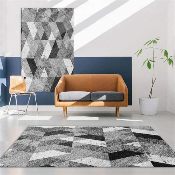 TAPIS D'EXTERIEUR - TAPIS DE JARDIN Descente de lit Chambre Bebe Complet Décoration de Salon Grise, antidérapante, 193