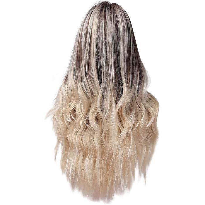 LINSINCH Perruque Femme Bresilienne Longue de Poire Curl Big Wave Racine de Cheveux Foncés Lumière Dégrad671