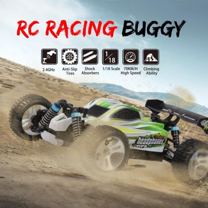Goolsky WLtoys Voiture, A959-B 70KM-H 4WD 1:18 2,4GHz Haute Vitesse Electrique RTR Buggy RC Voiture pour Enfants Adultes