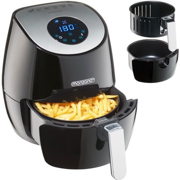 Friteuse électrique à air chaud écran tactile noir 1500 W 3,6L livret recette