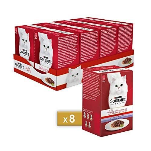 PURINA GOURMET Mon Petit Humide Chat Sélection Preliée avec Viande, avec bœuf, Veau et Agneau – 48 sachets de 50 g ch 1223152