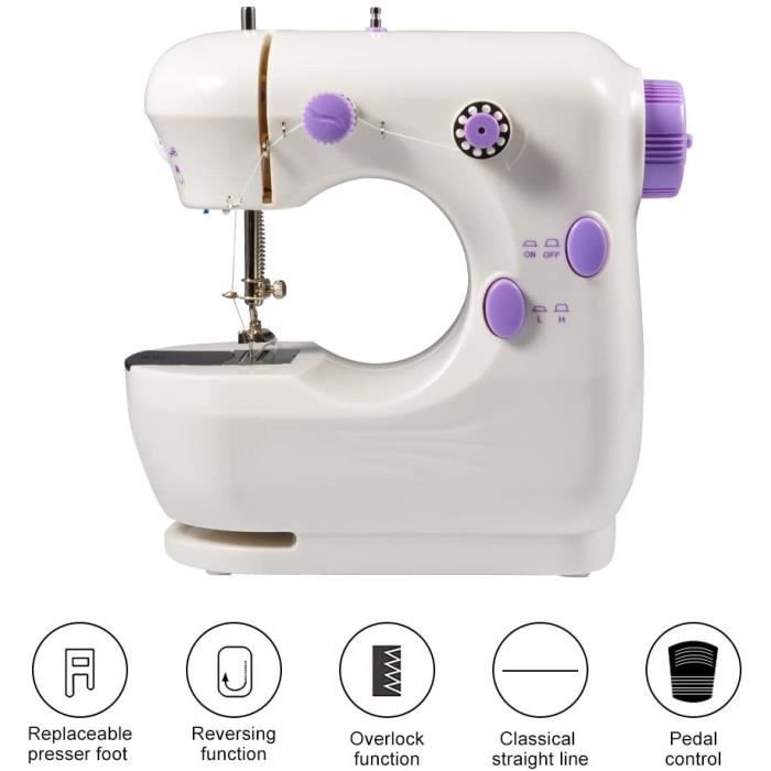 Mini Machine à coudre pour les débutants, Machine piquante résistante de couture de broderie de 2 vitesses facile à utiliser