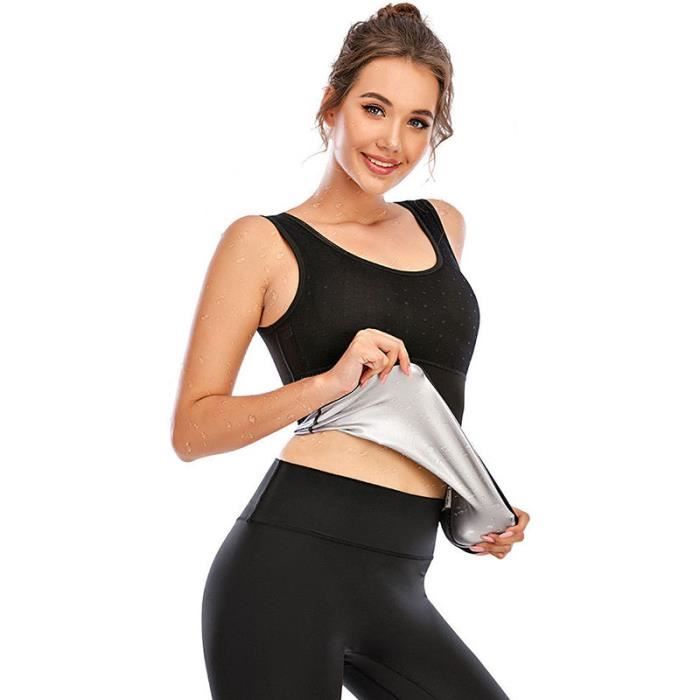 Débardeur de Sudation Femme Elastique Poitrine Respirant Fitness Musculation Brûler des graisses Suer plus Cycle de chaleur