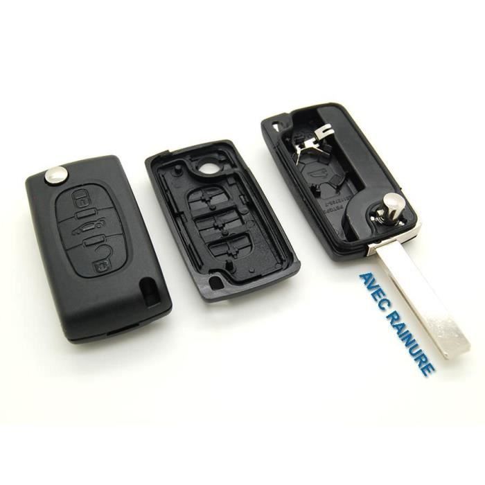 Coque clé plip télécommande Coffre Peugeot 107 207 307 308 407 avec rainure