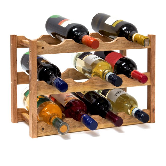 Relaxdays Casier à vin range bouteilles horizontal 3 étages de 4 bouteilles pour 12 bouteilles en bois étagère à bouteilles de vin