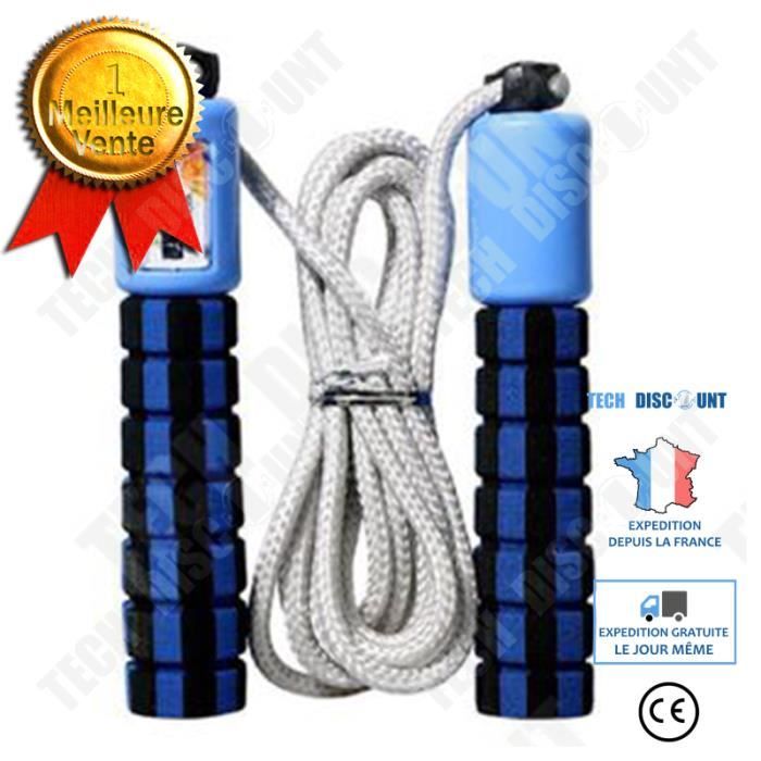 TD® Perdre du poids électronique à la maison gymnastique comptage sauter corde sport Fitness anti-dérapan - Modèle: Bleu -