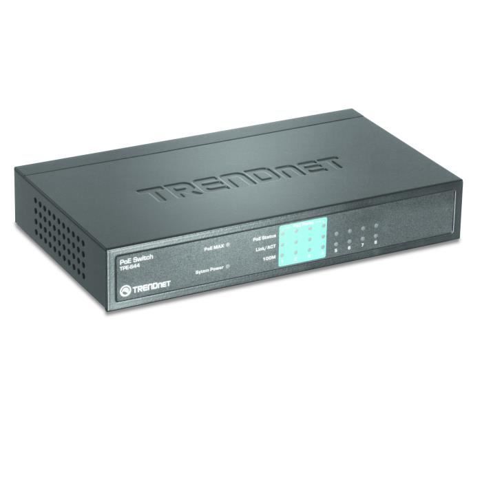 Trendnet TPE-S44, Commutateur de réseau non géré, Full duplex, Connexion Ethernet, supportant l'alimentation via ce port (PoE)