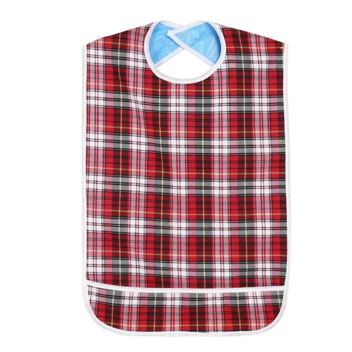 Bavoir Imperméable à l'Eau Bavoir de Repas Adulte Protection vetement Tablier - Rouge