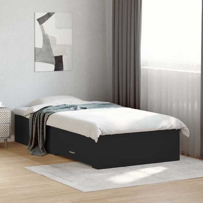 vidaXL Cadre de lit avec tiroirs sans matelas noir 75x190 cm 3280441