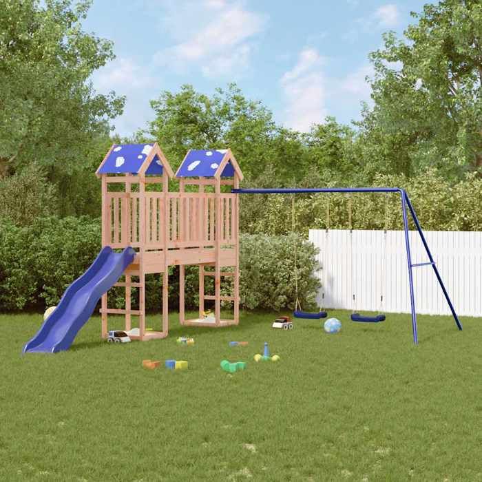 vidaXL Aire de jeux dextérieur bois massif de douglas ensemble de jeu ensemble de jeu en bois ensemble de terrain de jeu