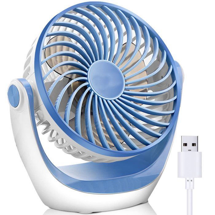 Ventilateur de bureau petit ventilateur flux dair puissant et fonctionnement silencieux vitesse réglable tête rotative à 360 ° - Wendd