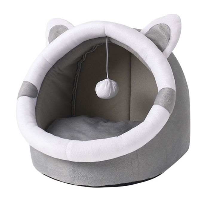 Meilleurs prix pour Lit niche pour chat d'intérieur, grotte avec coussin lavable, idéal pour petits chiens, doux et auto-chauffant