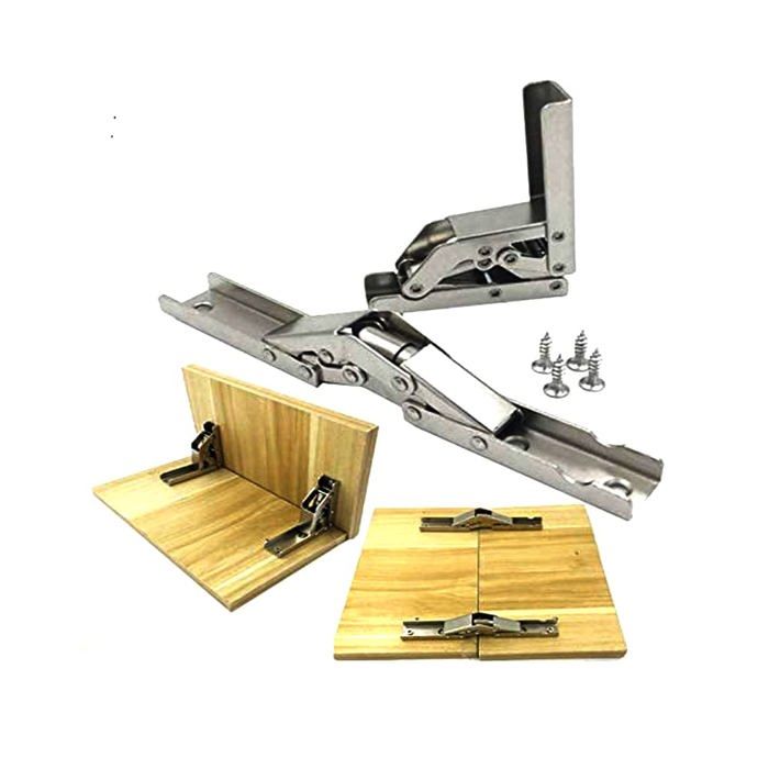 2 pcs En Acier Inoxydable 90 Degrés Pliant Étagère Charnière Support Caché Support De Table Charnière Meubles Accessoires