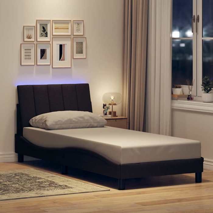 Elégant Cadre de lit - 1 place - marron foncé 90x200 cm tissu CHYNEW12257