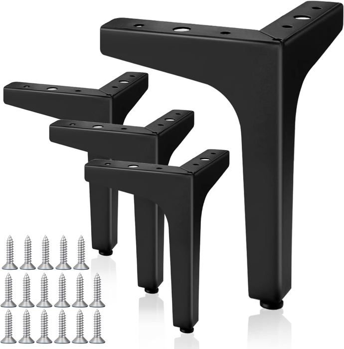 Lot De 4 Pieds De Meubles Noirs 17 Cm Triangle Pied Meuble Métal