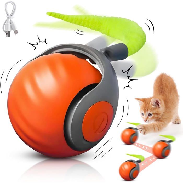 Balle De Jouet Interactif Pour Chat Balle Interactive Chat Jouet Intelligent Chat 360°avec Chargement USB 3 Modes De Travail Balle De Jouet Interactif Pour Chat Balle Interactive Chat Jouet Intelligent Chat 360°avec Chargement USB 3 Modes De Travail