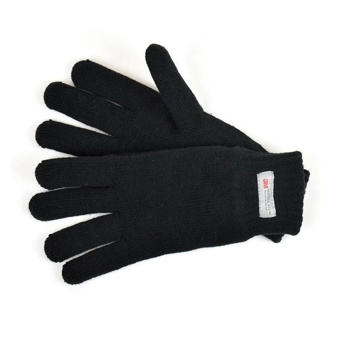 Hommes Gants Hiver Chaud Tricotés Thinsulate Taille Unique Doux Noir Moufles