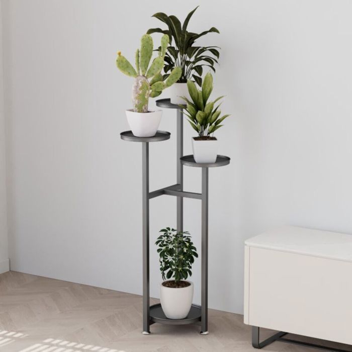 Étagère à Plante Porte Plante Multifonction Créatif Escalier à Fleurs Décoratif H 100 cm Noir