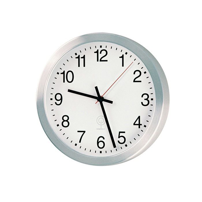 Horloge murale radio-pilotée Aluminium argenté mat Ø 300 mm