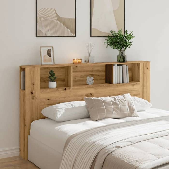 Armoire de tête de lit - Panneau avec Rangement - chêne artisanal 180x185x1025 cm(244540)ZLH