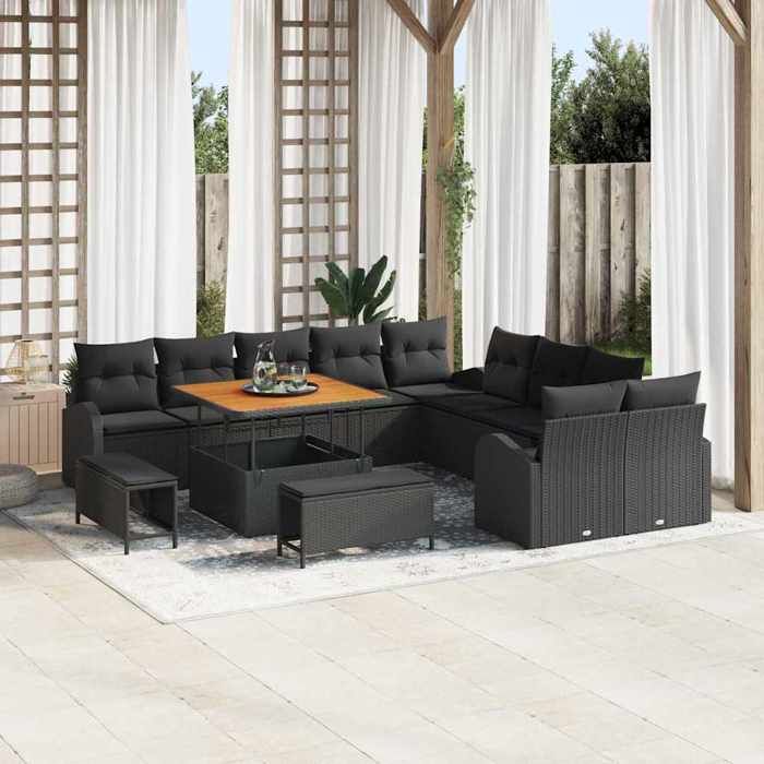 vidaXL Ensemble de canapés d'extérieur 7 pcs Naturel et Anthracite | vidaXL .be