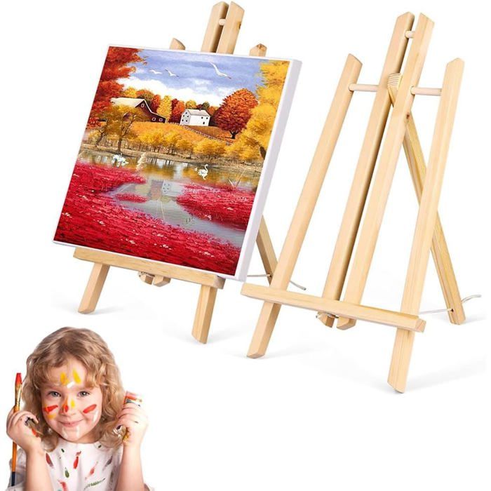 Mini Chevalet 2 Chevalets Bois Katmerio 40cm - Pliables - Pour Peinture, Photo, Déco - Pin Naturel Présentation Photo Chevalet