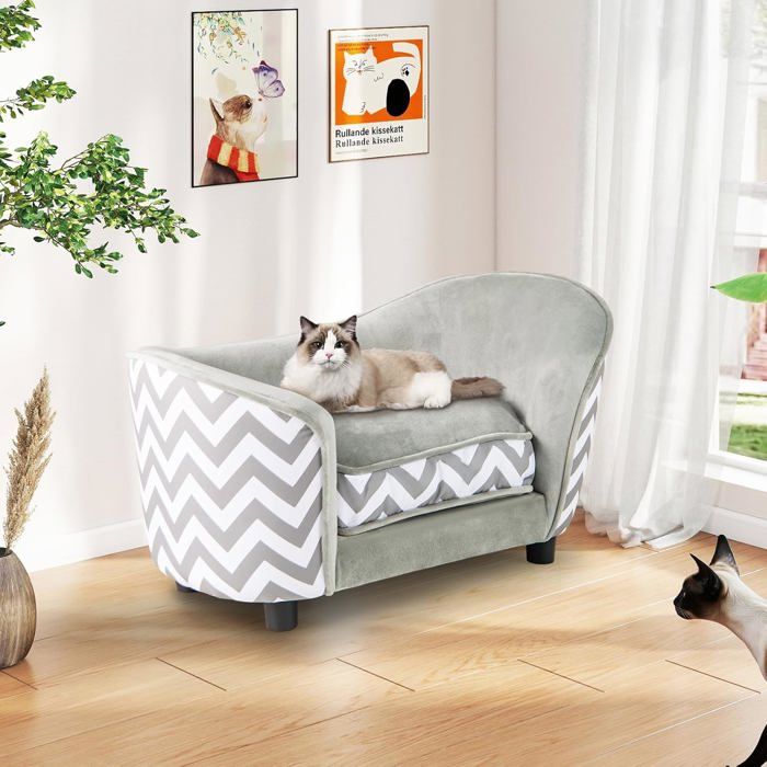 Comparer les prix de 70 CM Lit pour Animaux de Petite Taille COSTWAY Coussin Doux Rempli Housse Amovible et Lavable Canapé pour Animaux Charge 50 KG