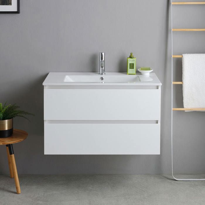 MEUBLE DE SALLE DE BAINS AVEC LAVABO 80CM BLANC BILBAO