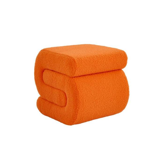 Tabouret / pouf design revêtement bouclette orange 1 place L 43 x P 47 x H 45cm - Sasha Tabouret / pouf design revêtement bouclette orange 1 place L 43 x P 47 x H 45cm - Sasha