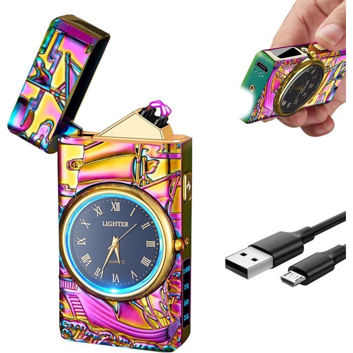 Briquet électronique USB Dragon - Double Arc, Rechargeable, Coupe-vent, Avec Boîte Cadeau