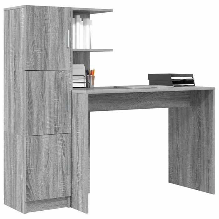 Bureau avec rangement 2 pcs Sonoma gris 102 x 50 x 124 cm-MOTHINESSTO