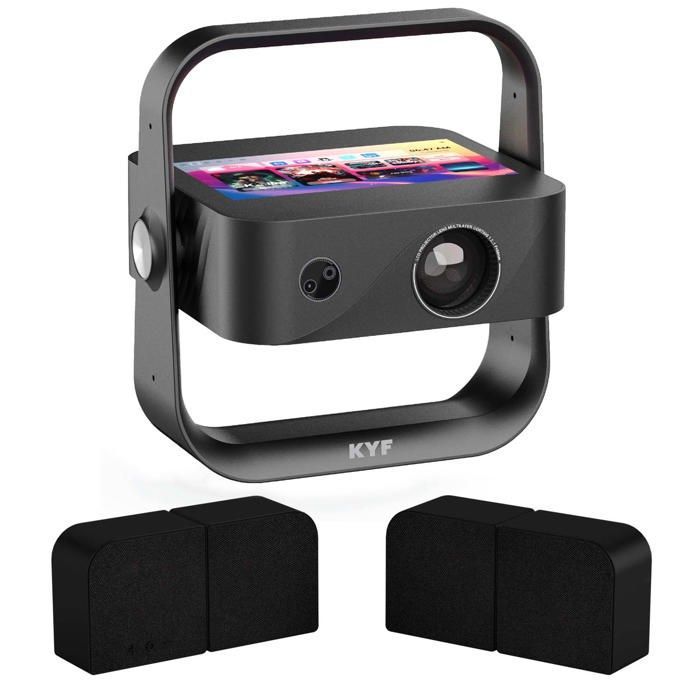 Vid&eacute;oprojecteur Android 4K Wifi &eacute;cran 7' enceinte Bluetooth 20W