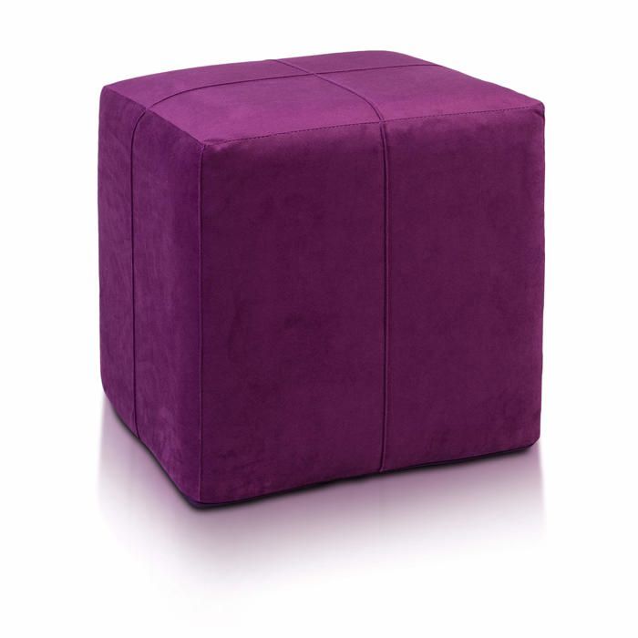 Pouf repose-pieds Block en microfibre amovible tabouret carré rembourré pour intérieur Violet A46 Ecopuf