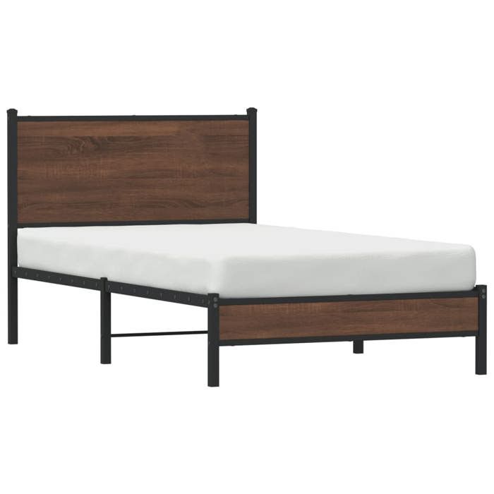 Lit métal 100x200cm - GKK - Structure de lit métal sans matelas - chêne marron 100x200 cm XXX2583
