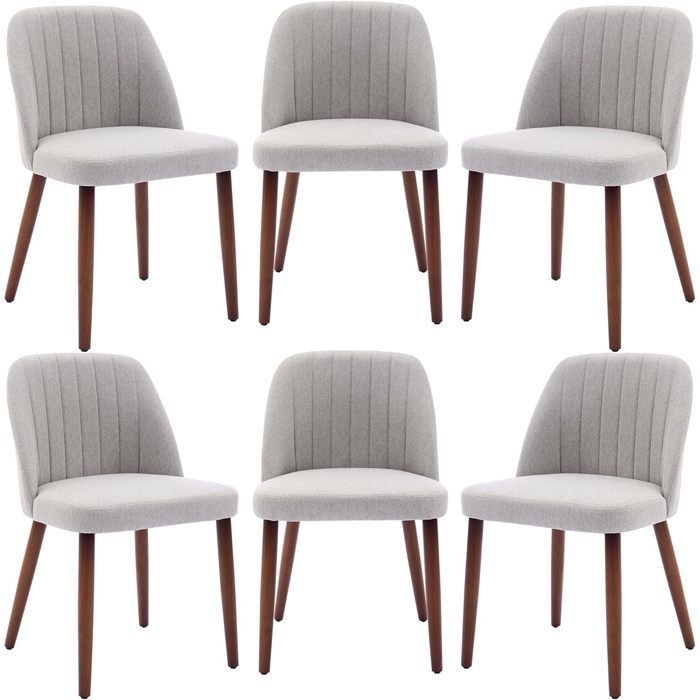 Lot de 6 Chaises de Salle à Manger Chaise de Cuisine Chaise de salon Dossier en Tissu et Pieds en Bois gris