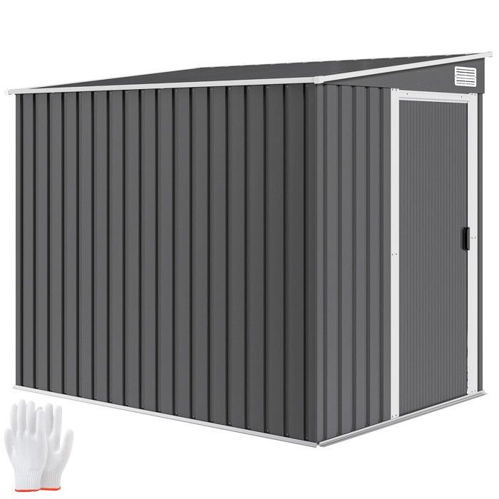 Abri de jardin - Outsunny - 2 81 m² avec fondation - toit en pente - 2 étagères ajustables - en acier galvanisé 154x206 5x181cm gris